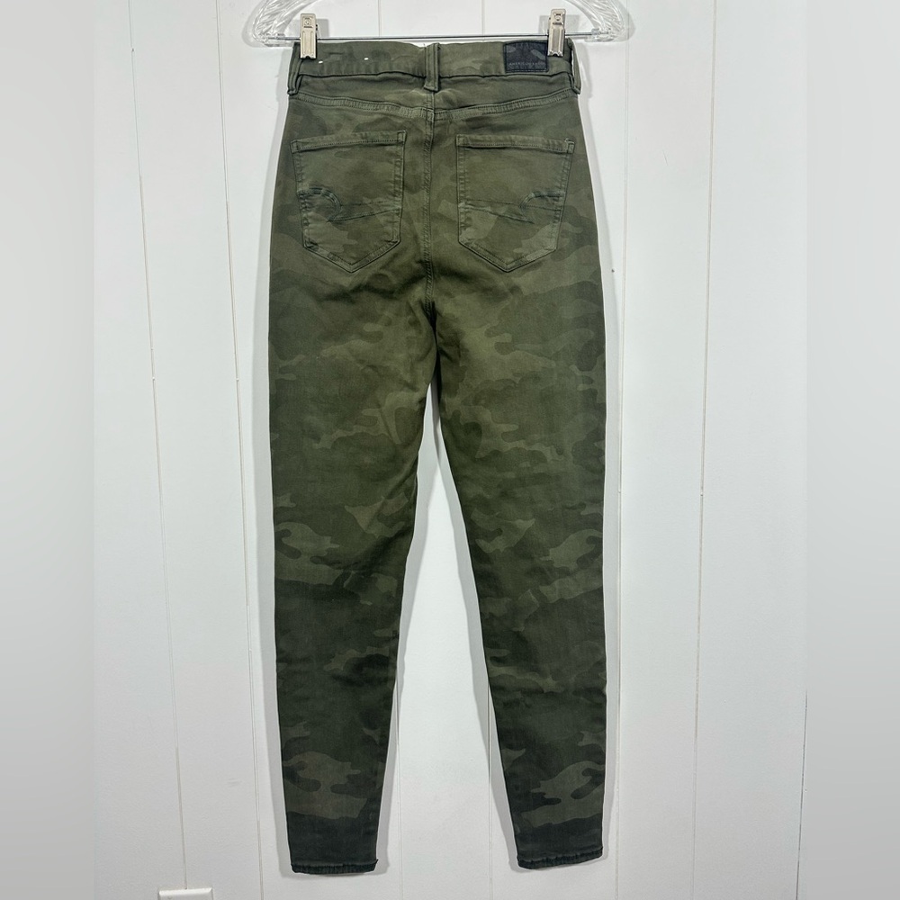 American Eagle Jeans Womens 4 Green Camo Curvy Super Hi Rise Jegging Distressed - Picture 5 of 13